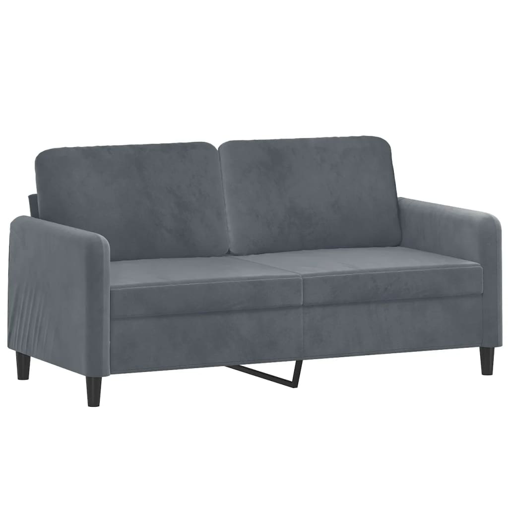 2-seater sofa dark grey 140 cm velvet