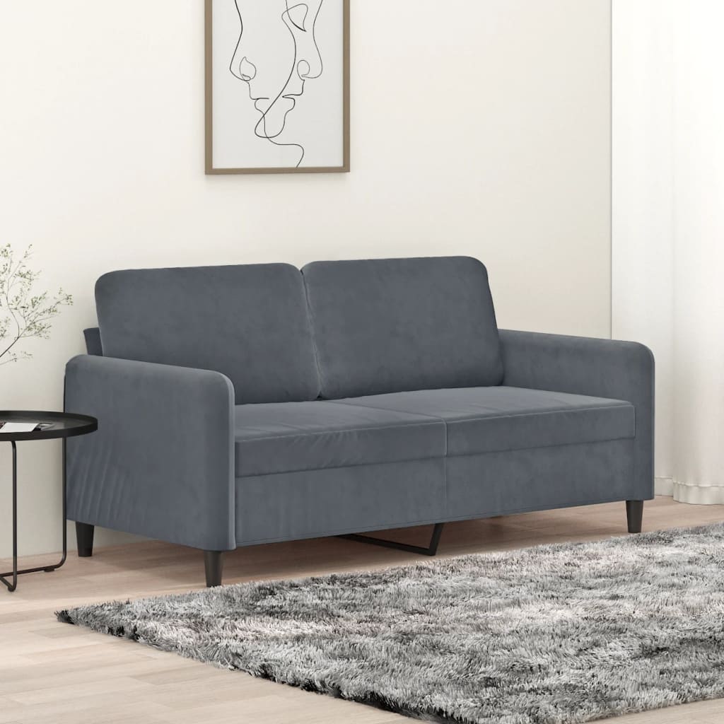 2-seater sofa dark grey 140 cm velvet