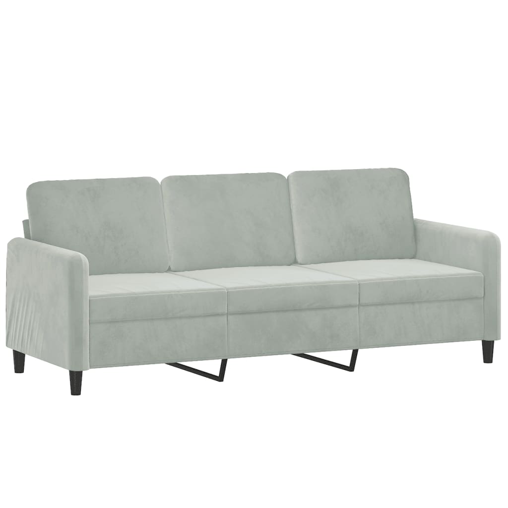 3-seater sofa light grey 180 cm velvet
