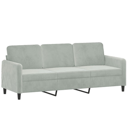 3-seater sofa light grey 180 cm velvet