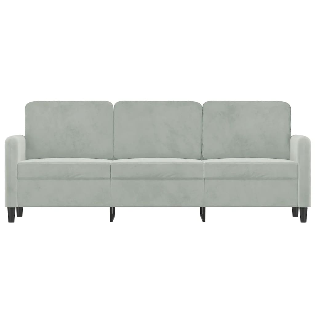3-seater sofa light grey 180 cm velvet
