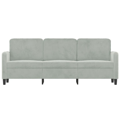 3-seater sofa light grey 180 cm velvet
