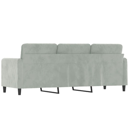 3-seater sofa light grey 180 cm velvet