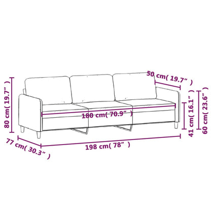 3-seater sofa light grey 180 cm velvet