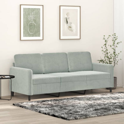 3-seater sofa light grey 180 cm velvet