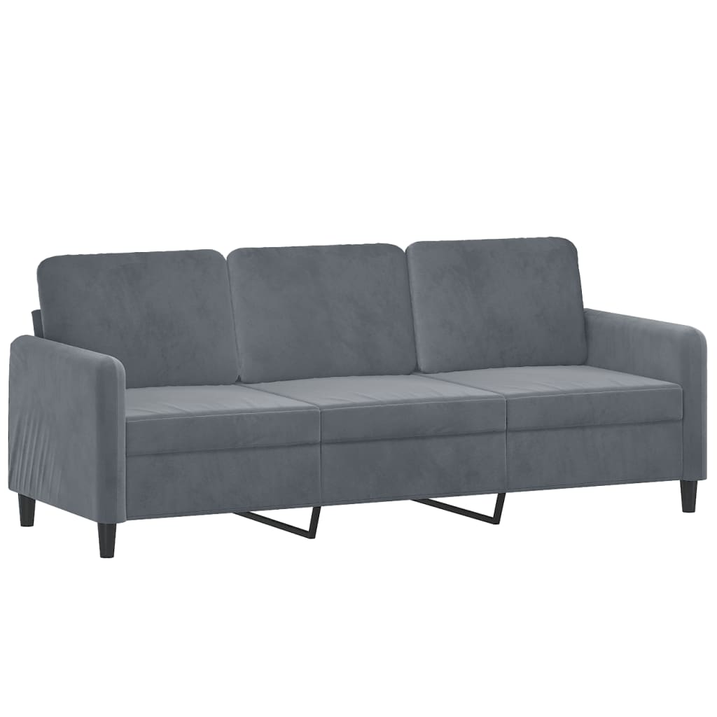 3-seater sofa dark grey 180 cm velvet