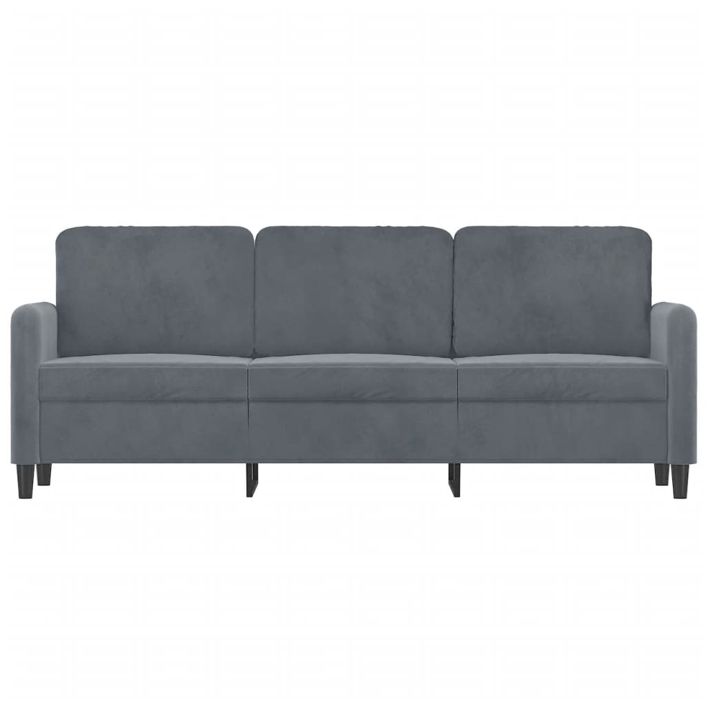 3-seater sofa dark grey 180 cm velvet