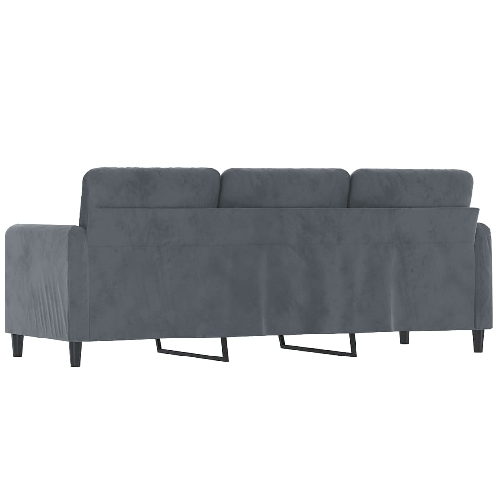 3-seater sofa dark grey 180 cm velvet