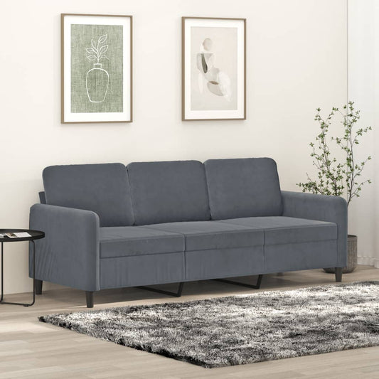 3-seater sofa dark grey 180 cm velvet