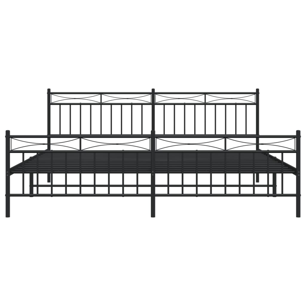 Okvir kreveta s uzglavljem i uznožjem metalni crni 200x200 cm