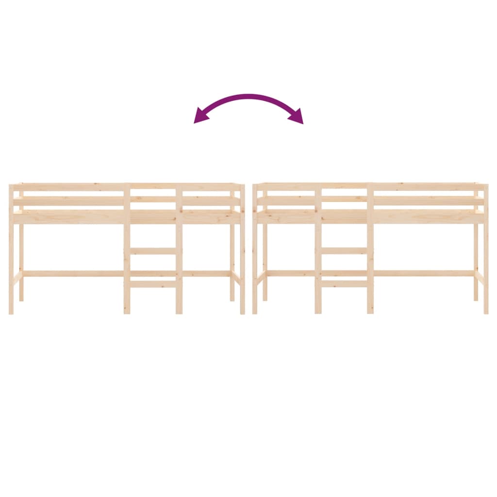 Children's loft bed with ladder 90x200 cm solid pine wood