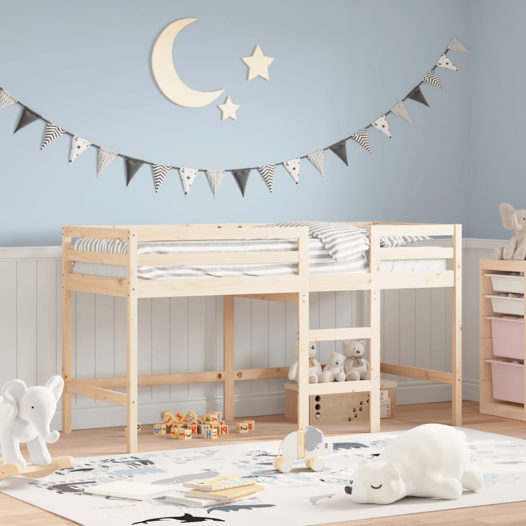 Children's loft bed with ladder 90x200 cm solid pine wood
