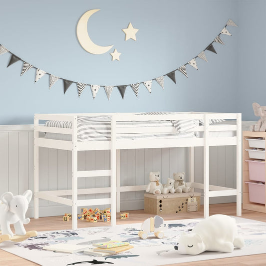 Children's loft bed with ladder white 80x200 cm solid pine wood
