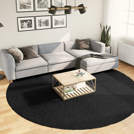 Shaggy-Teppich PAMPLONA Hochflor Modern Schwarz Ø 280 cm