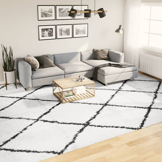 Shaggy-Teppich PAMPLONA Hochflor Modern Creme Schwarz 300x400cm