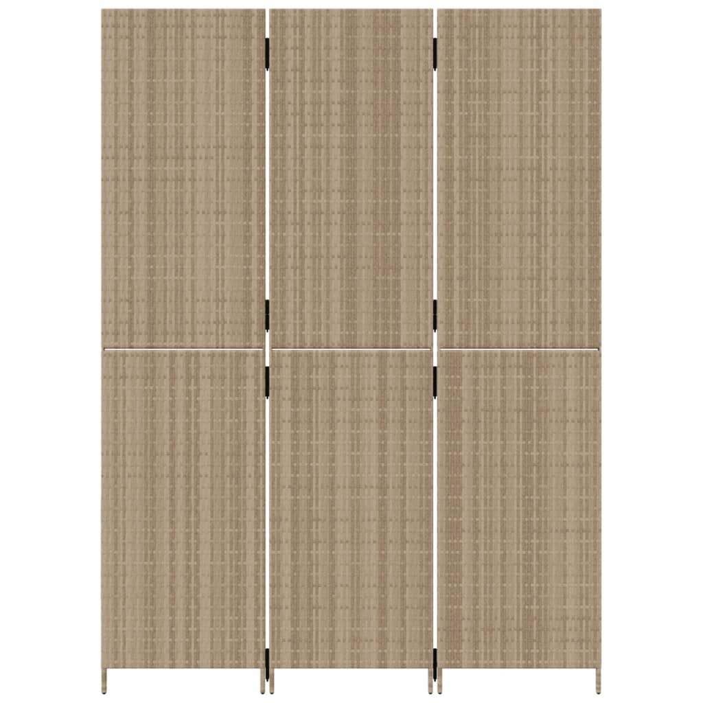 Paravent 3-tlg. Beige Poly Rattan