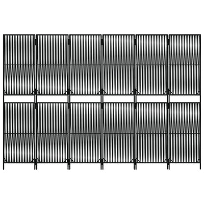 Paravent 6-tlg. Schwarz Poly Rattan