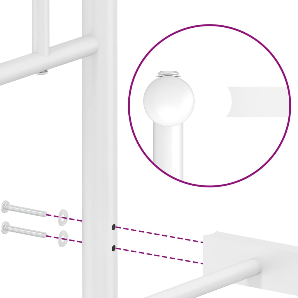 Okvir kreveta s uzglavljem i uznožjem metalni bijeli 140x200 cm