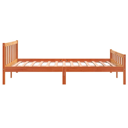 Solid wood bed with headboard wax brown 160x200 cm pine