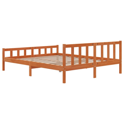Solid wood bed with headboard wax brown 180x200 cm pine