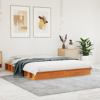 Solid wood bed wax brown 160x200 cm pine