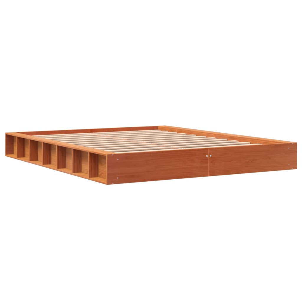 Solid wood bed wax brown 160x200 cm pine