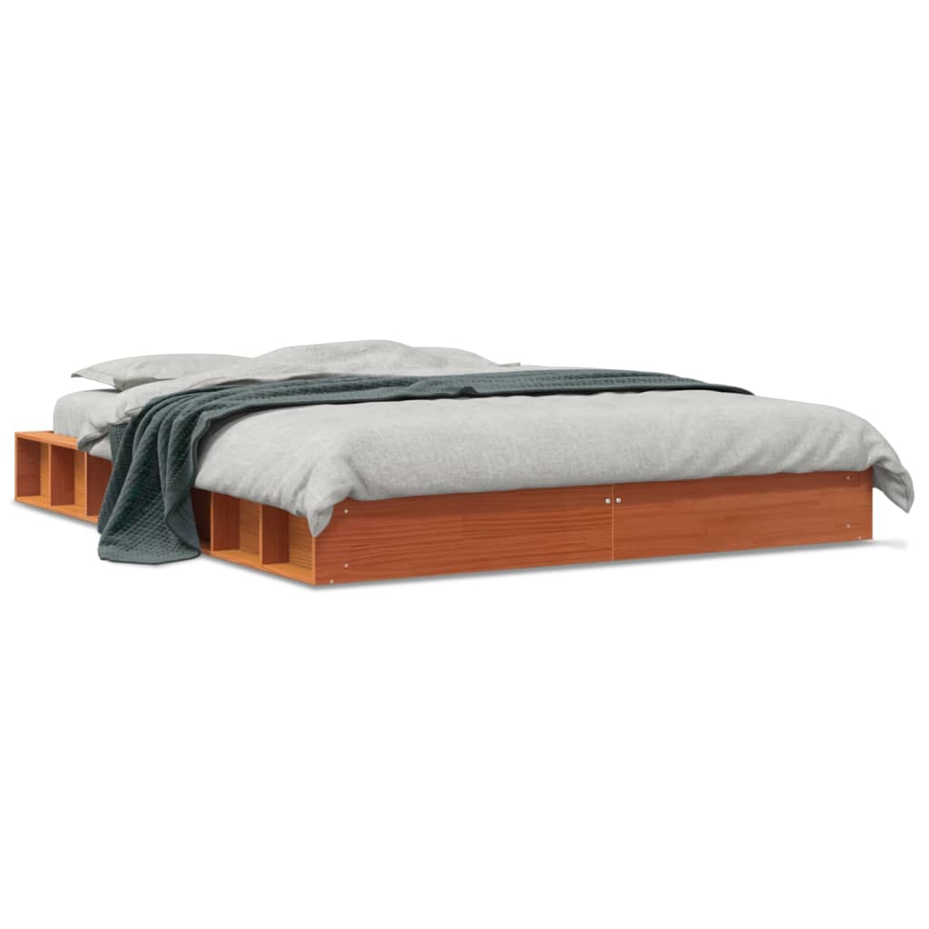 Solid wood bed wax brown 160x200 cm pine