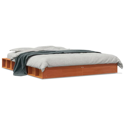 Solid wood bed wax brown 160x200 cm pine