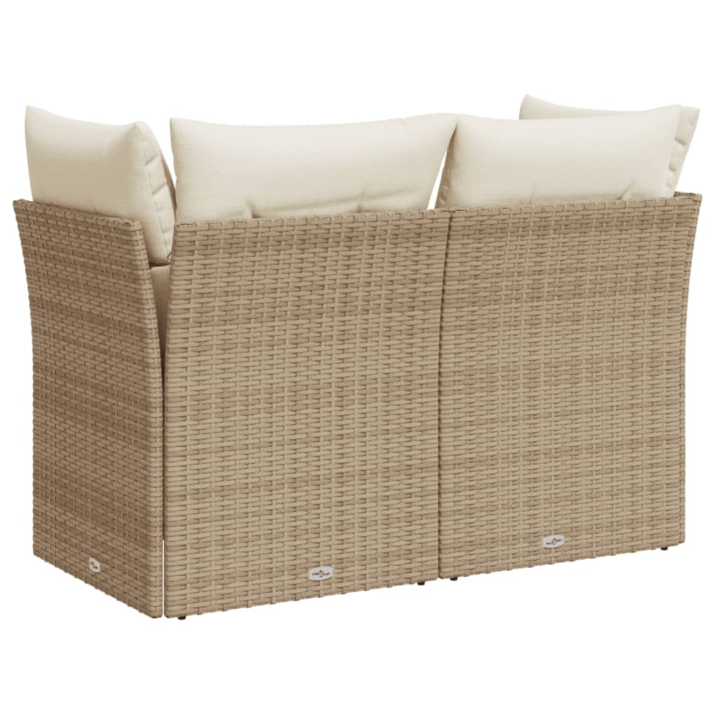 Garden sofa with cushions 2-seater beige poly rattan