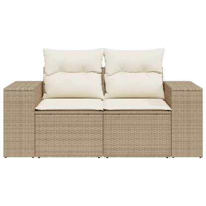 Garden sofa with cushions 2-seater beige poly rattan
