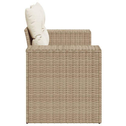 Garden sofa with cushions 2-seater beige poly rattan