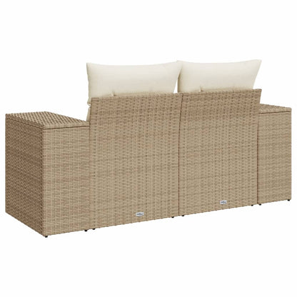 Garden sofa with cushions 2-seater beige poly rattan