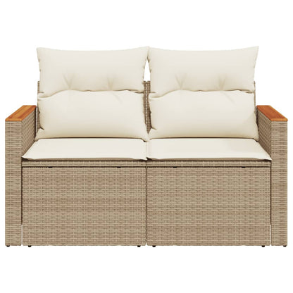 Garden sofa with cushions 2-seater beige poly rattan