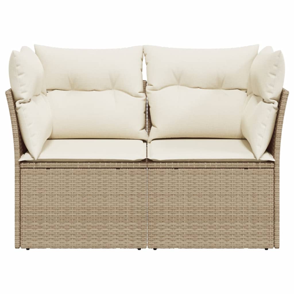 Garden sofa with cushions 2-seater beige poly rattan