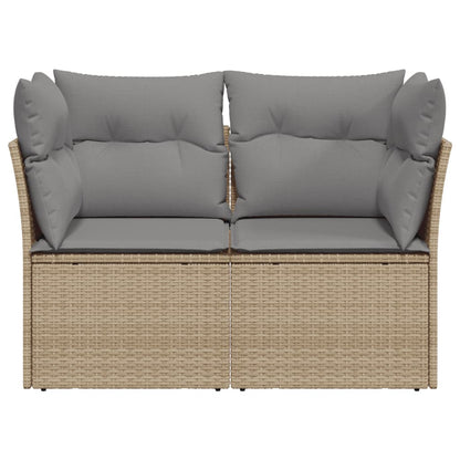 Garden sofa with cushions 2-seater beige poly rattan