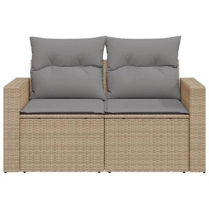 Garden sofa with cushions 2-seater beige poly rattan