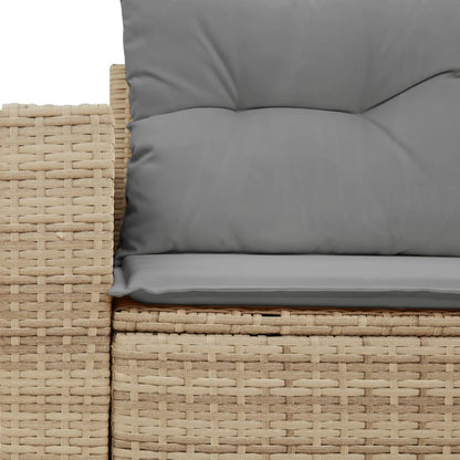Garden sofa with cushions 2-seater beige poly rattan