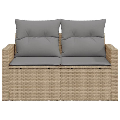 Garden sofa with cushions 2-seater beige poly rattan