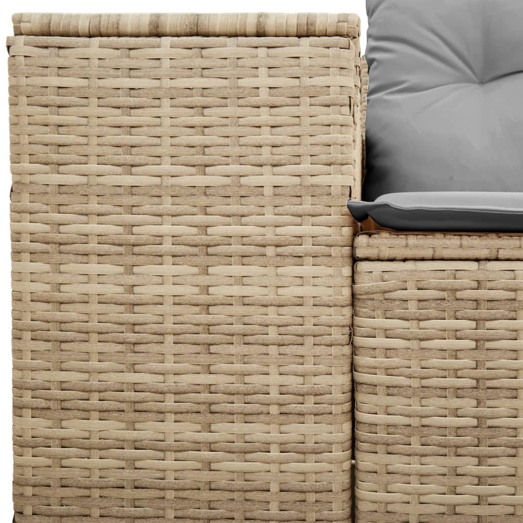 Garden sofa with cushions 2-seater beige poly rattan