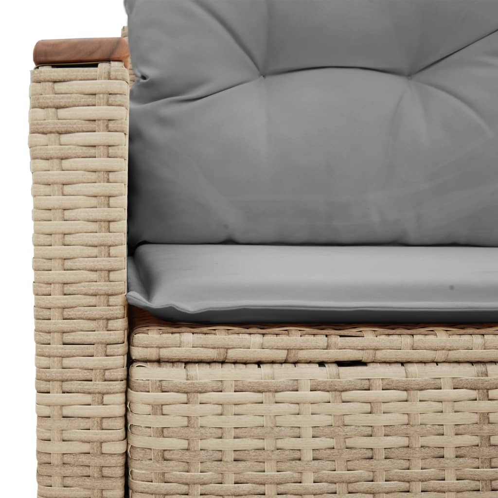 Garden sofa with cushions 2-seater beige poly rattan