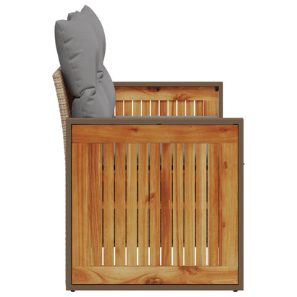 Garden sofa with cushions 2-seater beige poly rattan