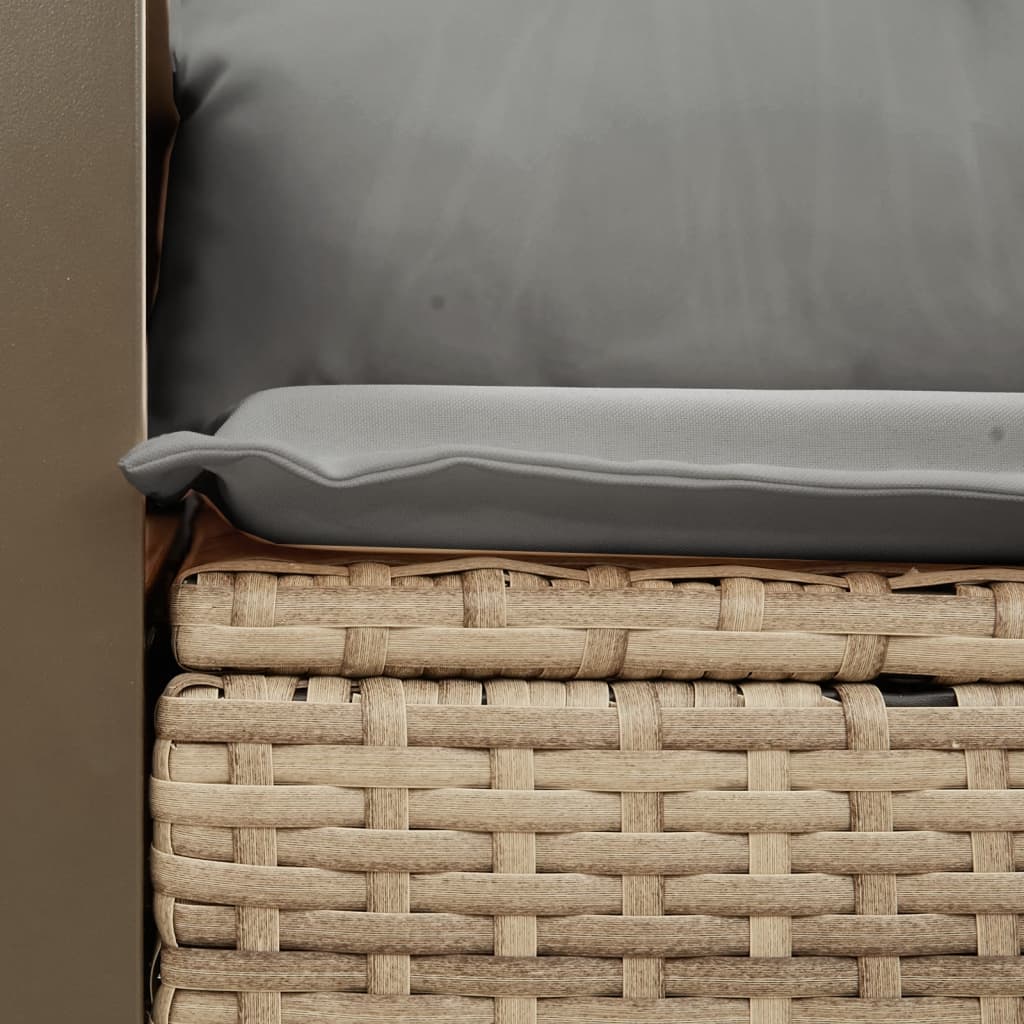 Garden sofa with cushions 2-seater beige poly rattan