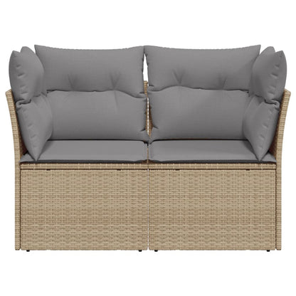 Garden sofa with cushions 2-seater beige poly rattan