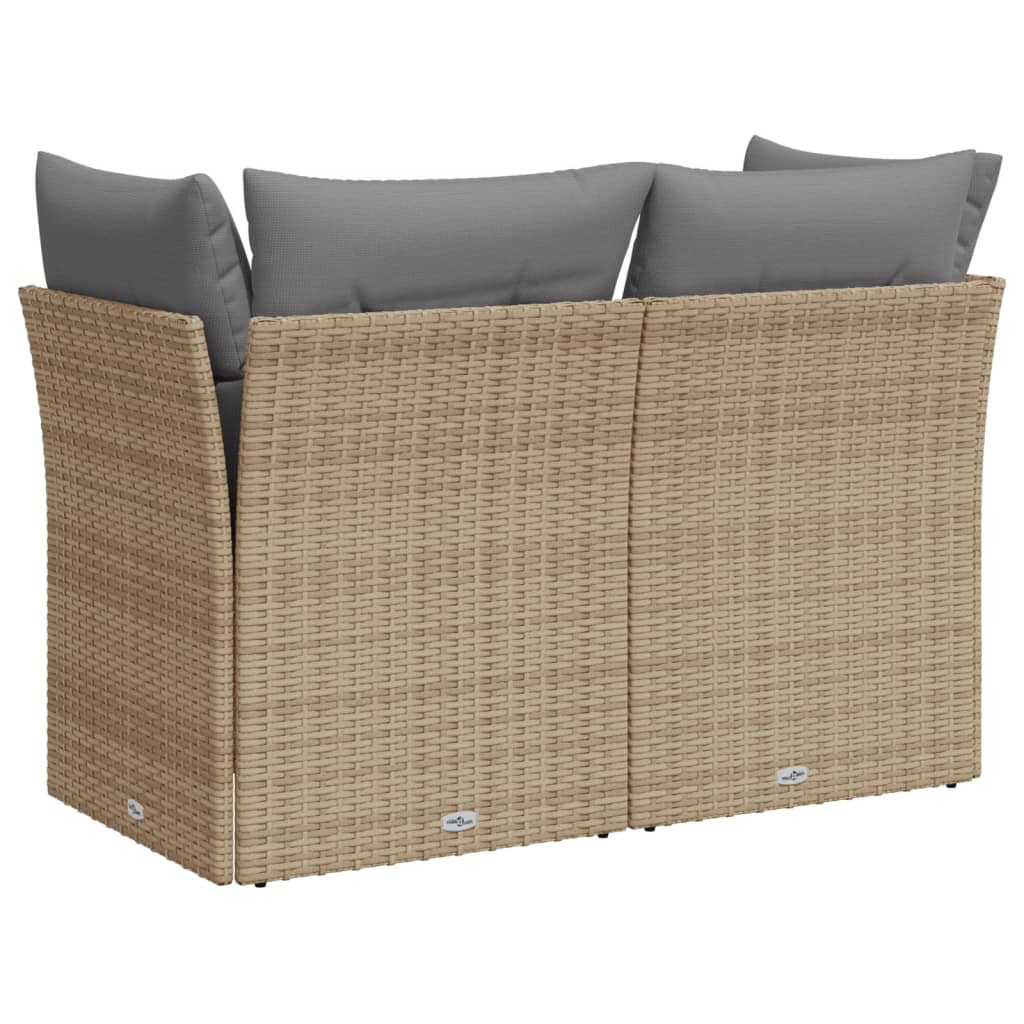 Garden sofa with cushions 2-seater beige poly rattan