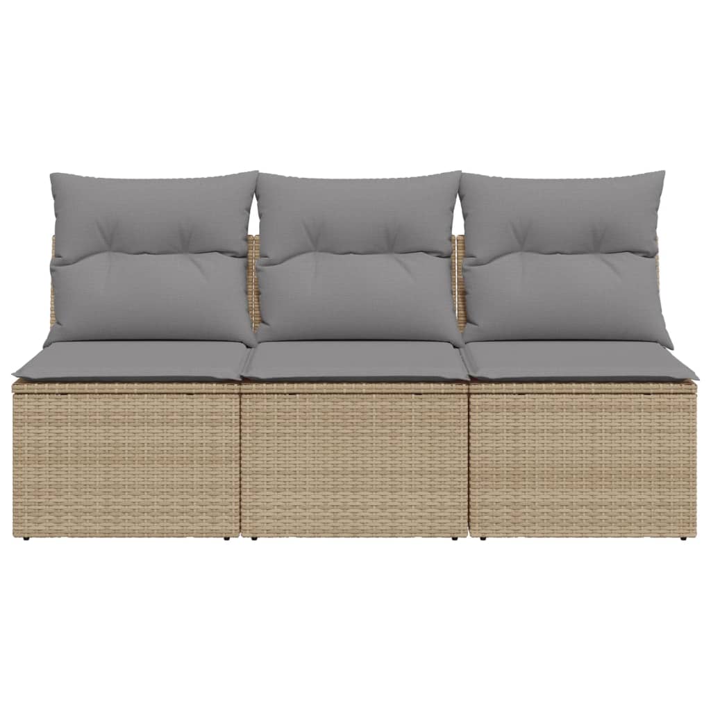 Garden sofa with cushions 3-seater beige poly rattan