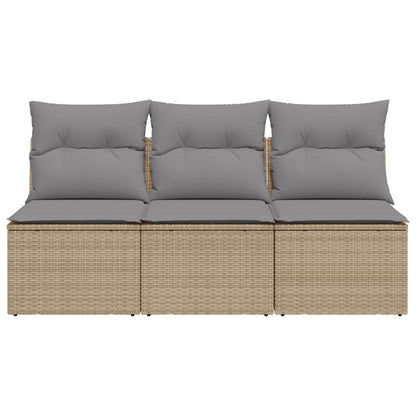 Garden sofa with cushions 3-seater beige poly rattan