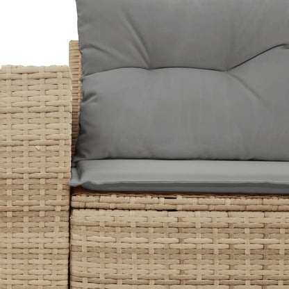 Garden sofa with cushions 2-seater beige poly rattan