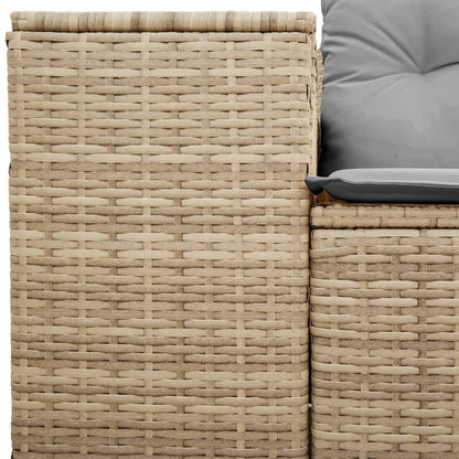 Garden sofa with cushions 2-seater beige poly rattan