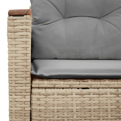 Garden sofa with cushions 2-seater beige poly rattan