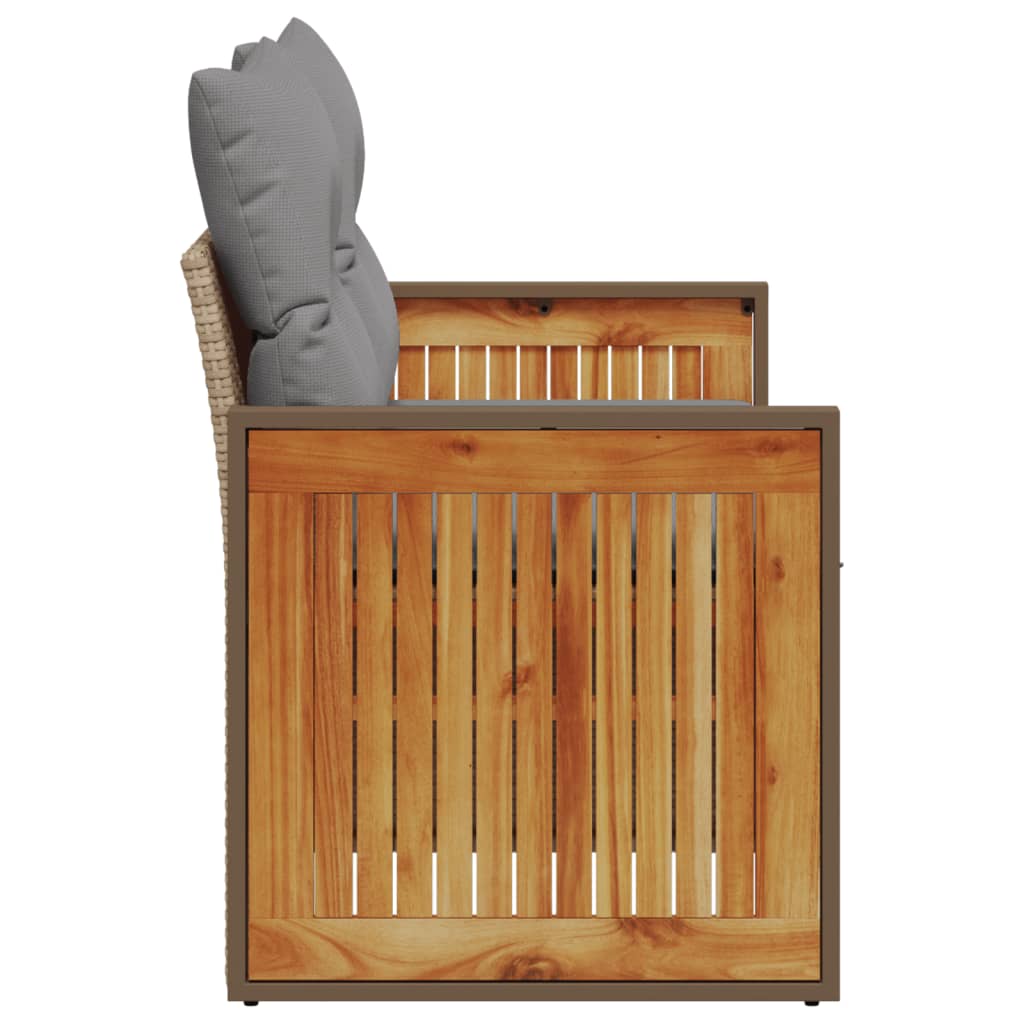 Garden sofa with cushions 2-seater beige poly rattan